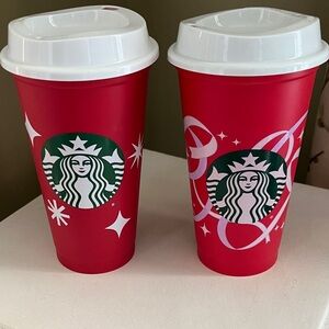 Set of 2 Starbucks red cups